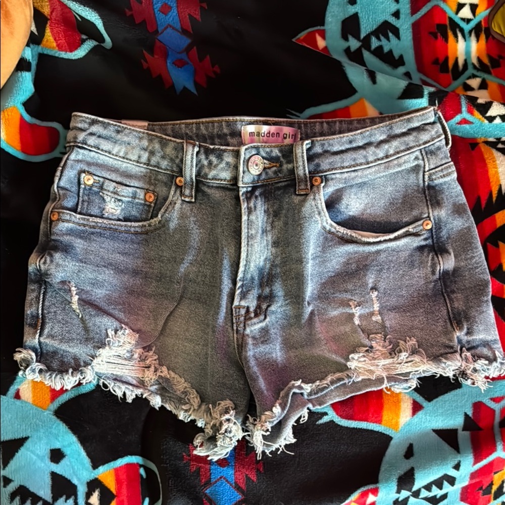 Madden Girl Blue Jean Shorts Distressed Cut-Off Style